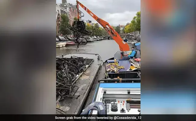 Watch: Dozens Of Discarded Bikes Pulled Out Of Canal During Cleaning